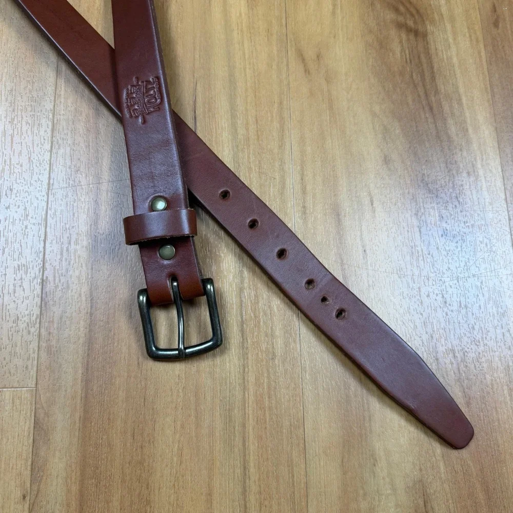 Holtz Leather Co Mens Brown Full Grain Leather Belt Made in USA Size 38